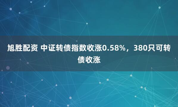 旭胜配资 中证转债指数收涨0.58%，380只可转债收涨